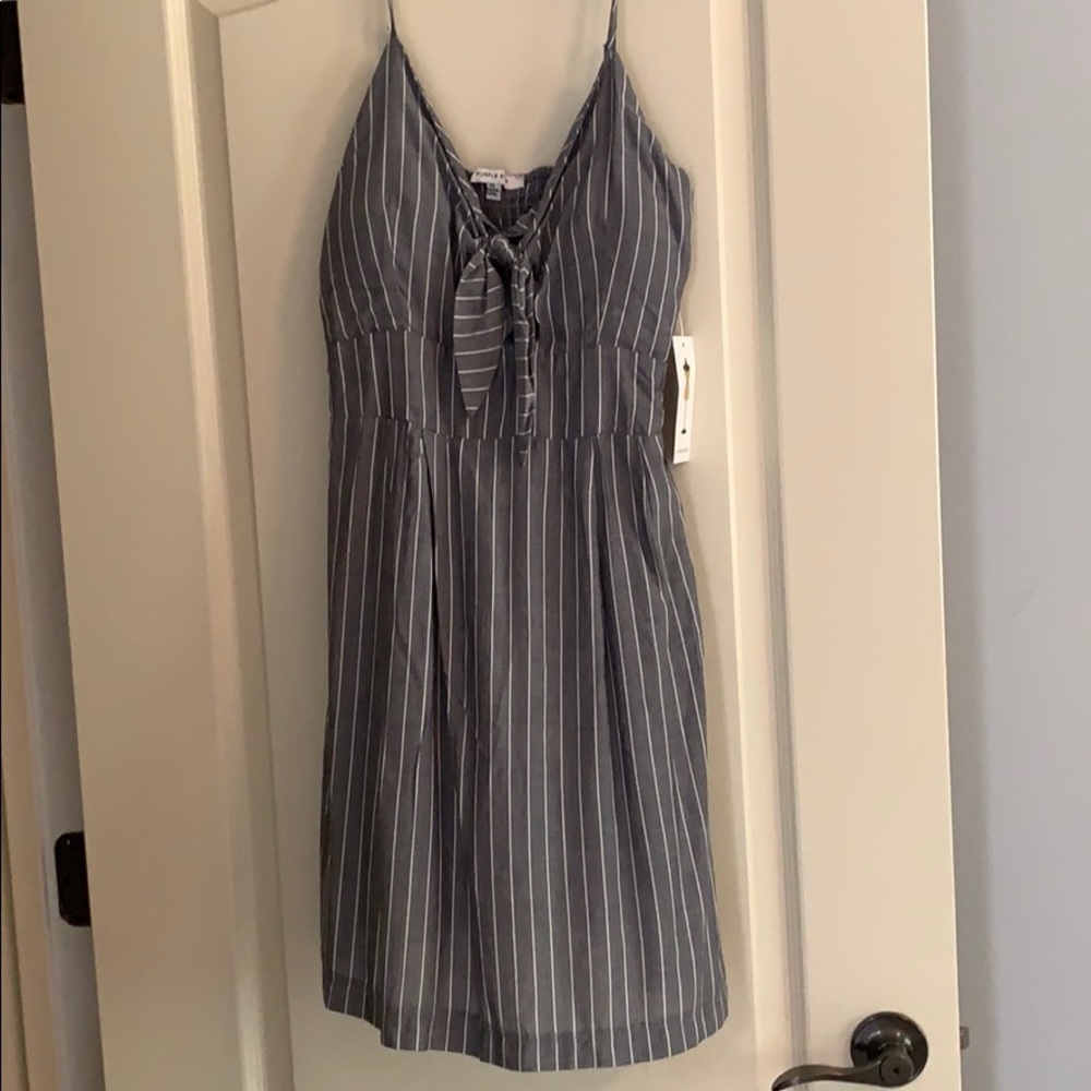 NWT grey and white striped dress